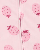 Baby Strawberry Fleece Footie Sleep & Play Pajamas, image 2 of 5 slides