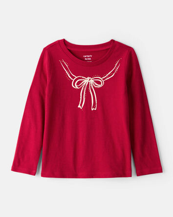 Toddler Girl Bow Long-Sleeve Graphic Tee - Red, 