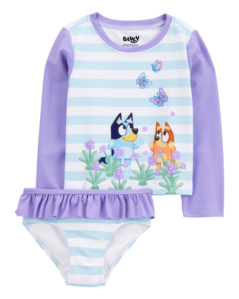 Toddler Bluey™ 2-Piece Rashguard Swimsuit Set - Blue/Purple, image 1 of 2 slides
