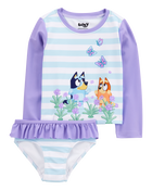 Toddler Bluey™ 2-Piece Rashguard Swimsuit Set - Blue/Purple, image 1 of 2 slides