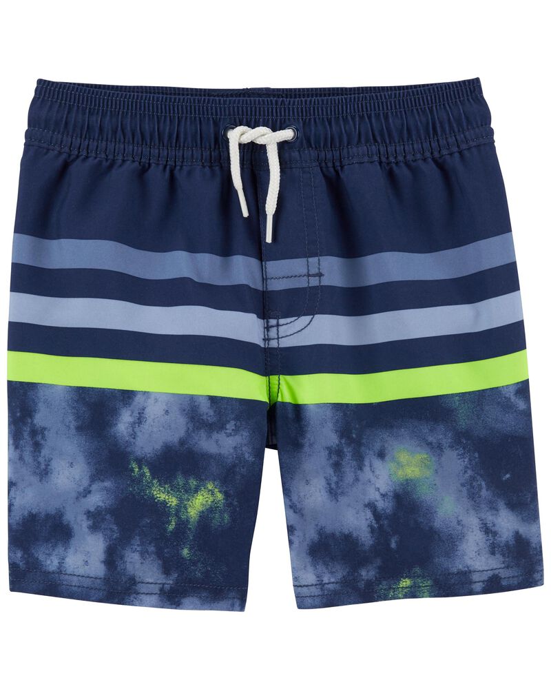 Toddler Neon Stripe Cloud Dye Swim Trunks, image 1 of 3 slides