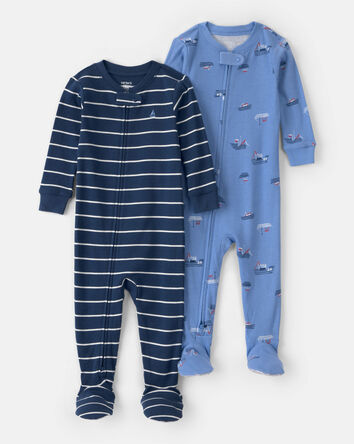 Baby Boy 2-Pack Boat Snug Fit 1-Piece Pajama Set - Blue, 