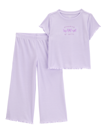 Toddler Girl Butterfly Loose Fit 2-Piece Pajamas - Purple, 