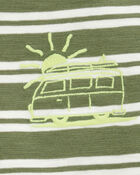 Baby Sun Striped Cotton Short-Sleeve Tee - Green, image 2 of 3 slides