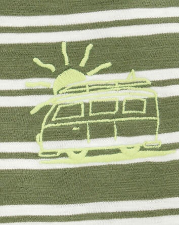 Baby Sun Striped Cotton Short-Sleeve Tee - Green, 