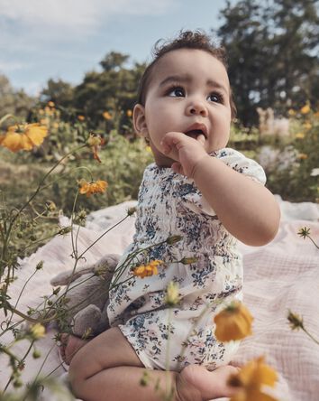 Baby Floral-Print Linen Bubble Made with Organic Cotton, 