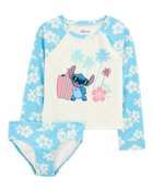 Kid Disney© Lilo & Stitch 2-Piece Rashguard Swimsuit Set - Blue, image 1 of 2 slides