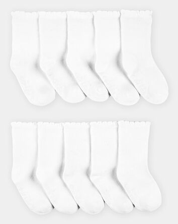 Toddler 10-Pack Scallop Crew Socks, 