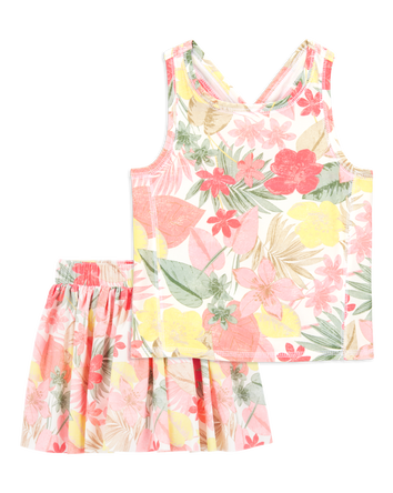 Kid 2-Piece Floral Active Racerback Tank & Skort Set, 
