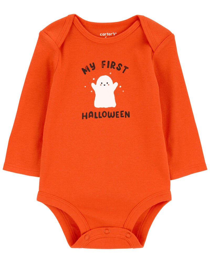 Orange "My First Halloween" Ghost Bodysuit, image 1 of 3 slides