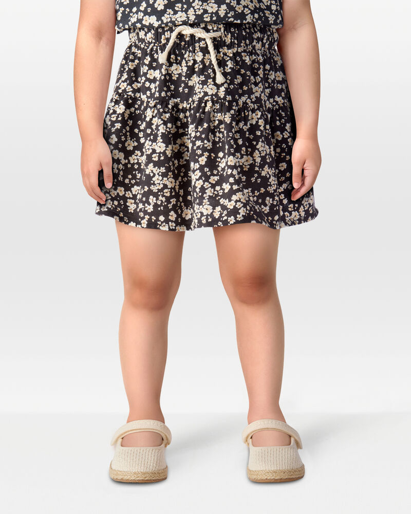 Toddler Floral Linen Look-Alike Drawstring Skirt, image 2 of 5 slides