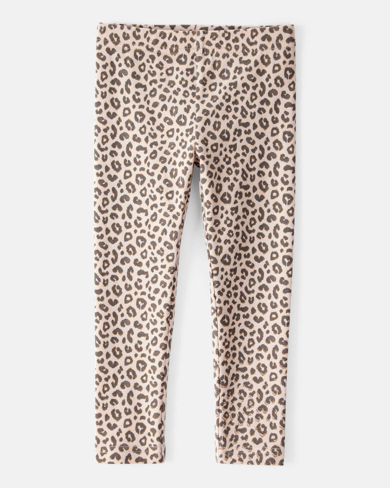 Toddler Girl Cotton Leopard Stretch Leggings - Brown, image 1 of 4 slides