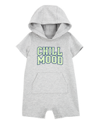 Baby "Chill Mood" Hooded Romper -Grey, image 1 of 3 slides