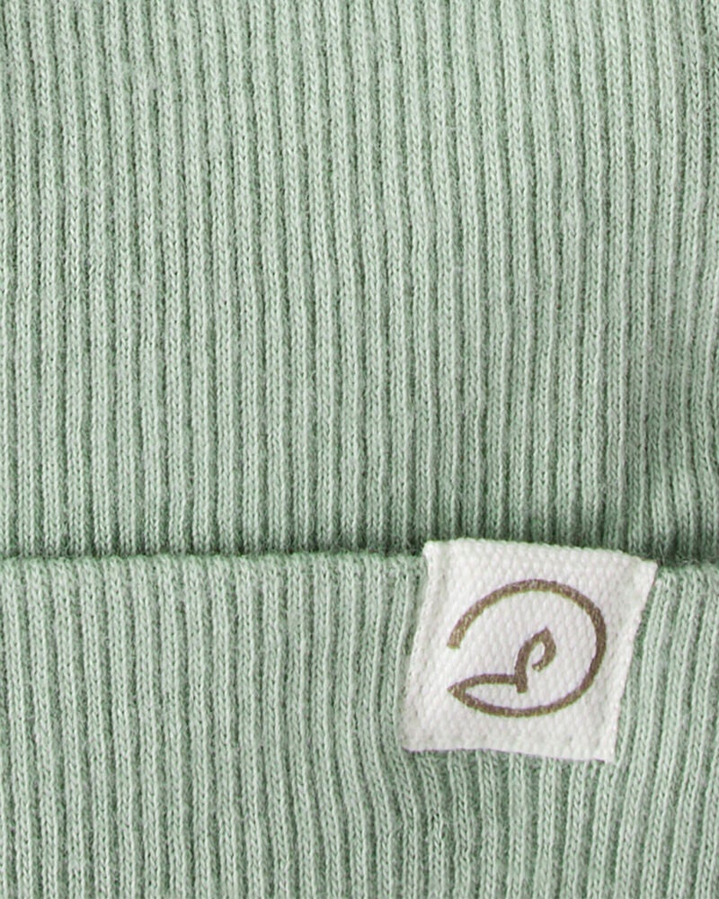 Baby 2-Pack Organic Cotton Rib Caps - Juniper Moss, Blue, image 3 of 4 slides