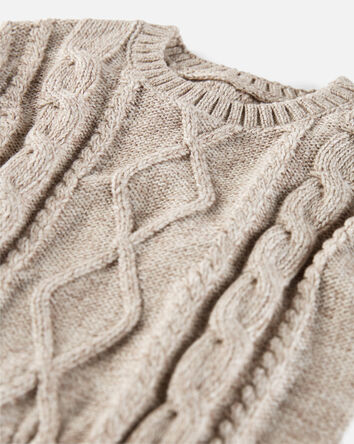 Baby Organic Cotton Cable Knit Sweater in Toasted Wheat
, 