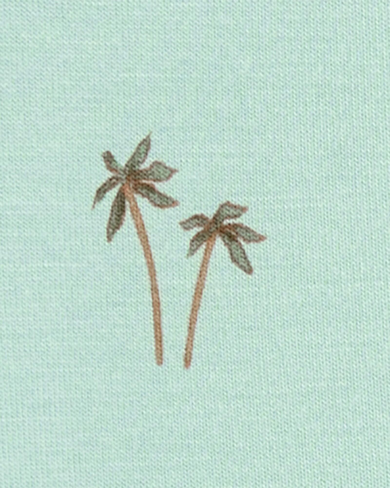 Baby Palm Tree Print PurelySoft Footless 1-Piece Pajamas - Mint, image 3 of 5 slides