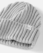 Toddler Organic Cotton Ribbed Knit Beanie in Grey

, image 2 of 3 slides