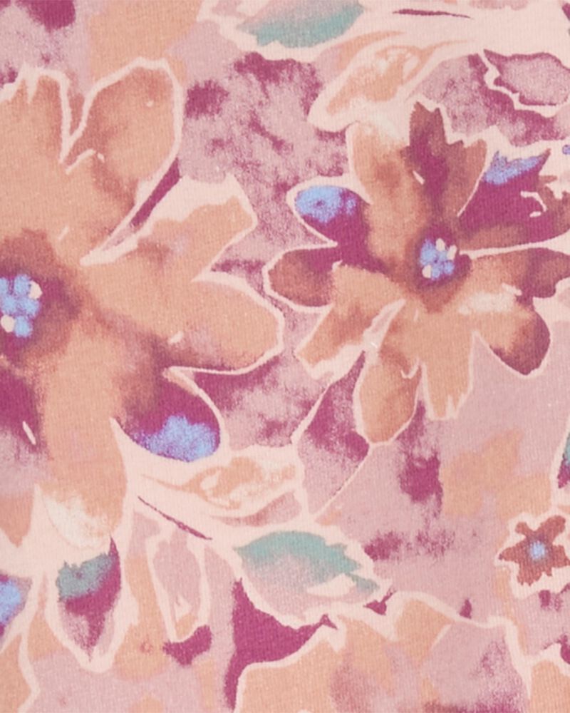 Kid Cotton Floral Print Stretch Leggings, image 3 of 4 slides
