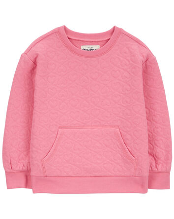 Toddler Heart Cotton Blend Pullover - Pink, 