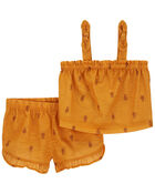 Toddler 2-Piece Pineapple Loose Fit Pajama Set, image 1 of 4 slides