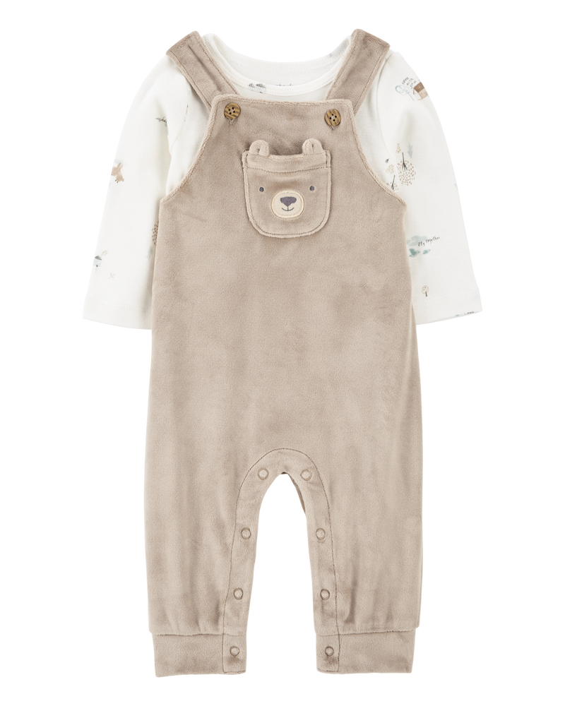 Baby 2-Piece Bear Long-Sleeve Tee & Coverall Set, image 1 of 6 slides