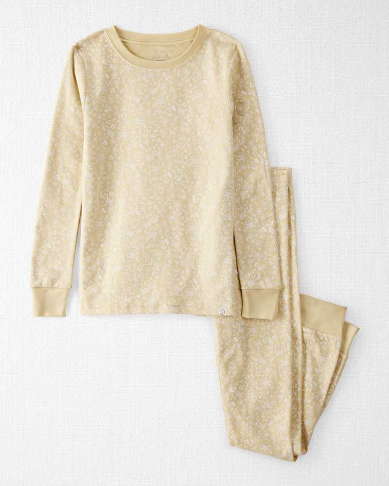 Kid Floral Print Organic Cotton 2-Piece Pajamas, image 1 of 4 slides