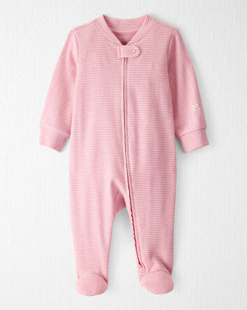 Baby Organic Cotton Sleep & Play in Pink Stripes, 