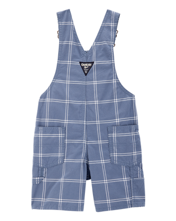 Toddler Boy Plaid Shortalls - Blue, 