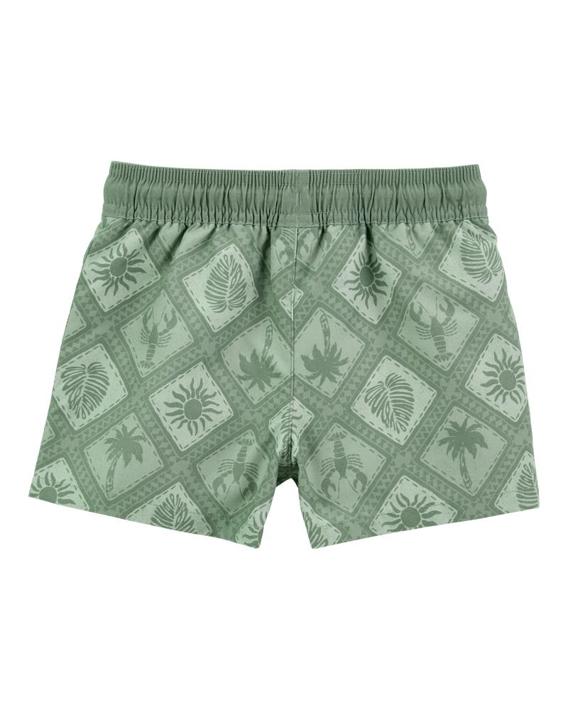 Toddler Geometric Swim Trunks - Green, image 2 of 4 slides