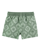 Toddler Geometric Swim Trunks - Green, image 2 of 4 slides