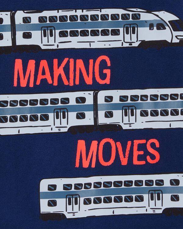 Navy Toddler Making Moves Train Graphic Tee | carters.com