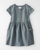 Toddler Organic Cotton Pocket Dress in Aqua Slate, image 1 of 5 slides