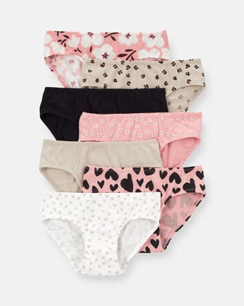 Kid 7-Pack Leopard Hipster Stretch Cotton Undies, 