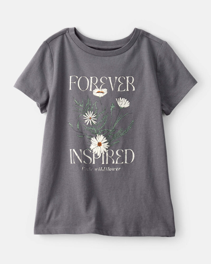 Girls Wildflower Short-Sleeve Graphic Tee - Grey, image 1 of 3 slides