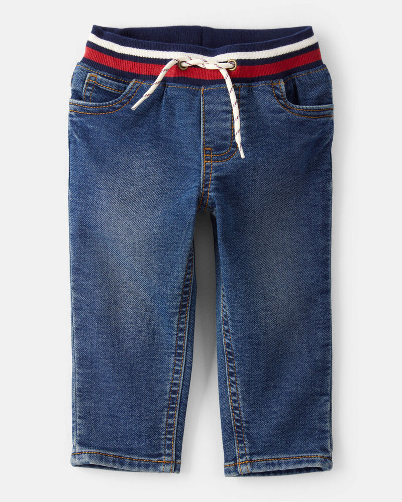 Baby Boy Varsity Waistband Denim Jeans, image 1 of 4 slides