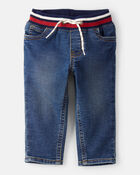 Baby Boy Varsity Waistband Denim Jeans, image 1 of 4 slides