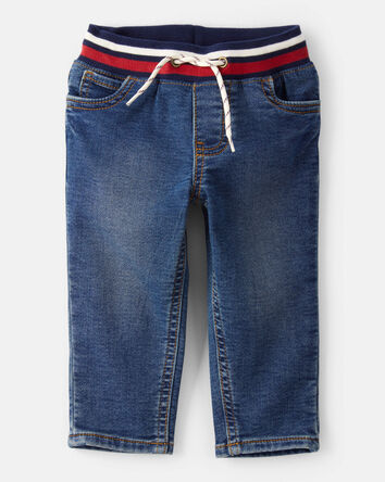 Baby Boy Varsity Waistband Denim Jeans, 