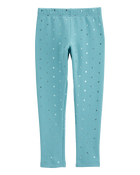 Kid Metallic Heart Cozy Fleece Leggings, image 2 of 5 slides