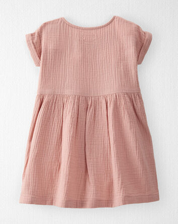 Toddler Organic Cotton Gauze Dress in Pink, 