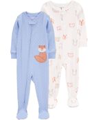 Toddler 2-Pack 100% Snug Fit Cotton Footie Pajamas, image 1 of 5 slides