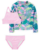 Toddler Tropical Chameleon 3-Piece Rashguard Swim Set, image 1 of 5 slides