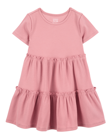 Toddler Solid Short-Sleeve Dress - Pink, 