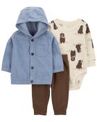 Baby 3-Piece Hooded Cardigan Set, image 1 of 3 slides