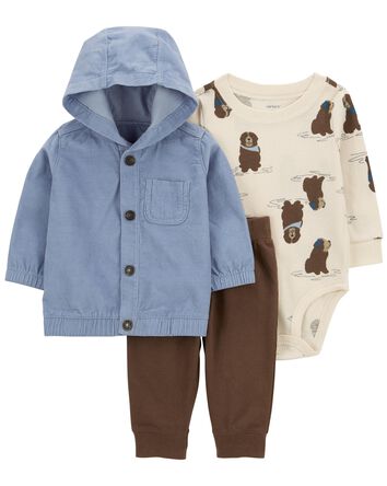 Baby 3-Piece Hooded Cardigan Set, 