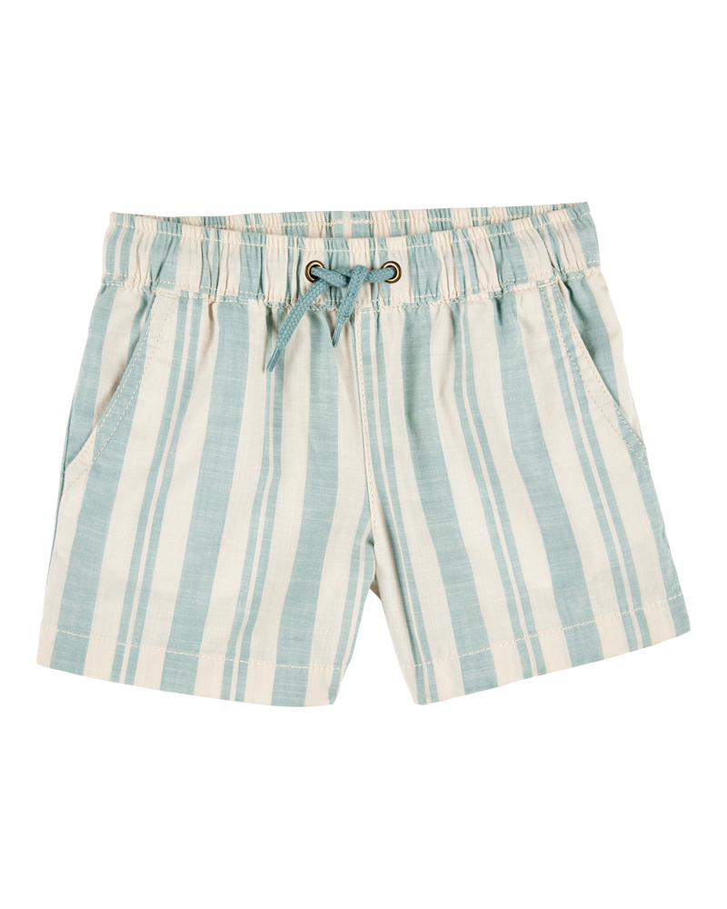 Baby Striped Pull-On Shorts - Green/Cream, image 1 of 4 slides