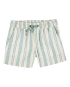 Baby Striped Pull-On Shorts - Green/Cream, image 1 of 4 slides