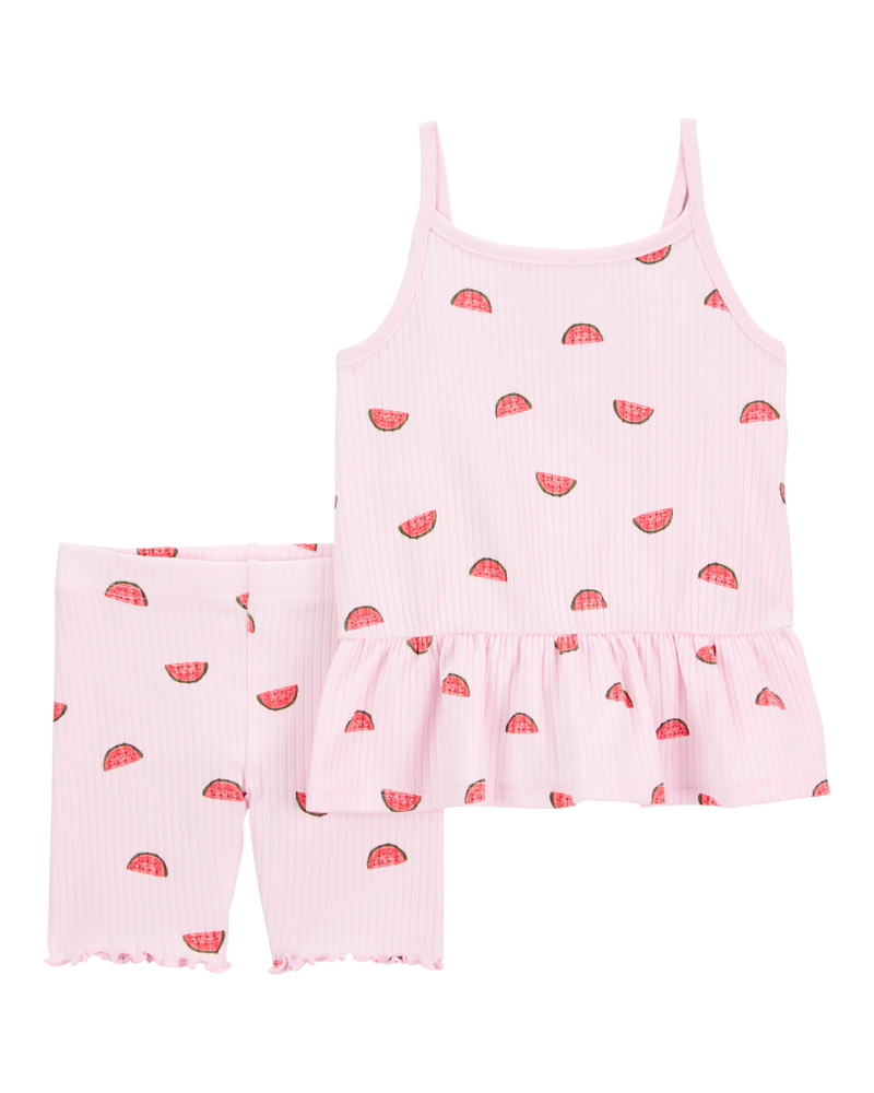 Toddler 2-Piece Watermelon Tank & Short Set - Pink, image 1 of 3 slides