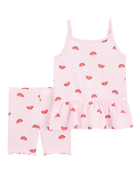 Toddler 2-Piece Watermelon Tank & Short Set - Pink, image 1 of 3 slides