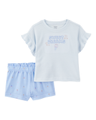 Toddler Ice Cream Print Loose Fit 2-Piece Pajamas - Blue, image 1 of 4 slides