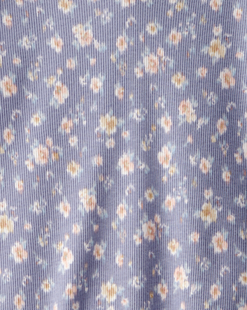 Kid Ribbed Floral Short-Sleeve Shirt - Blue, 